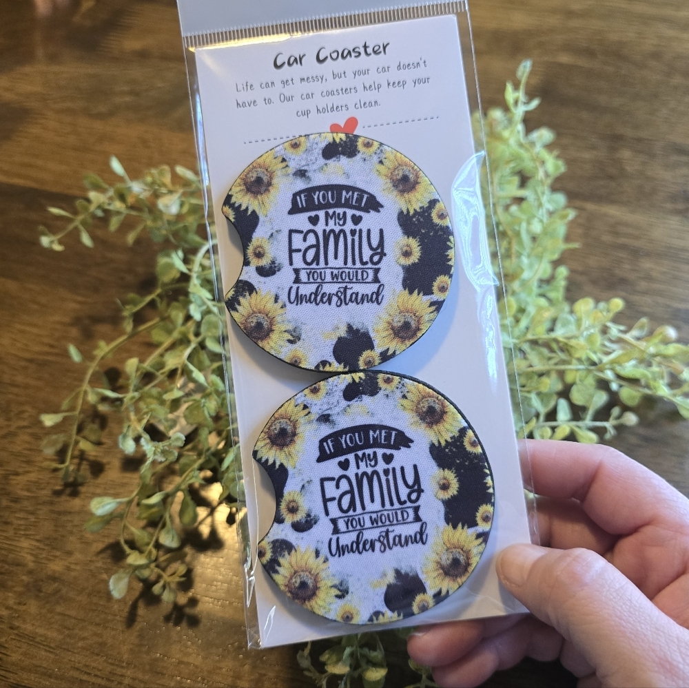 Sunflower Car Coaster Set